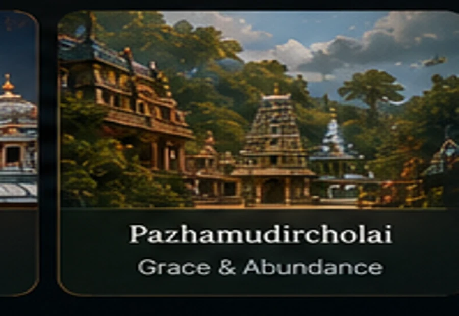 Devotional illustration representing Pazhamudircholai Murugan Temple